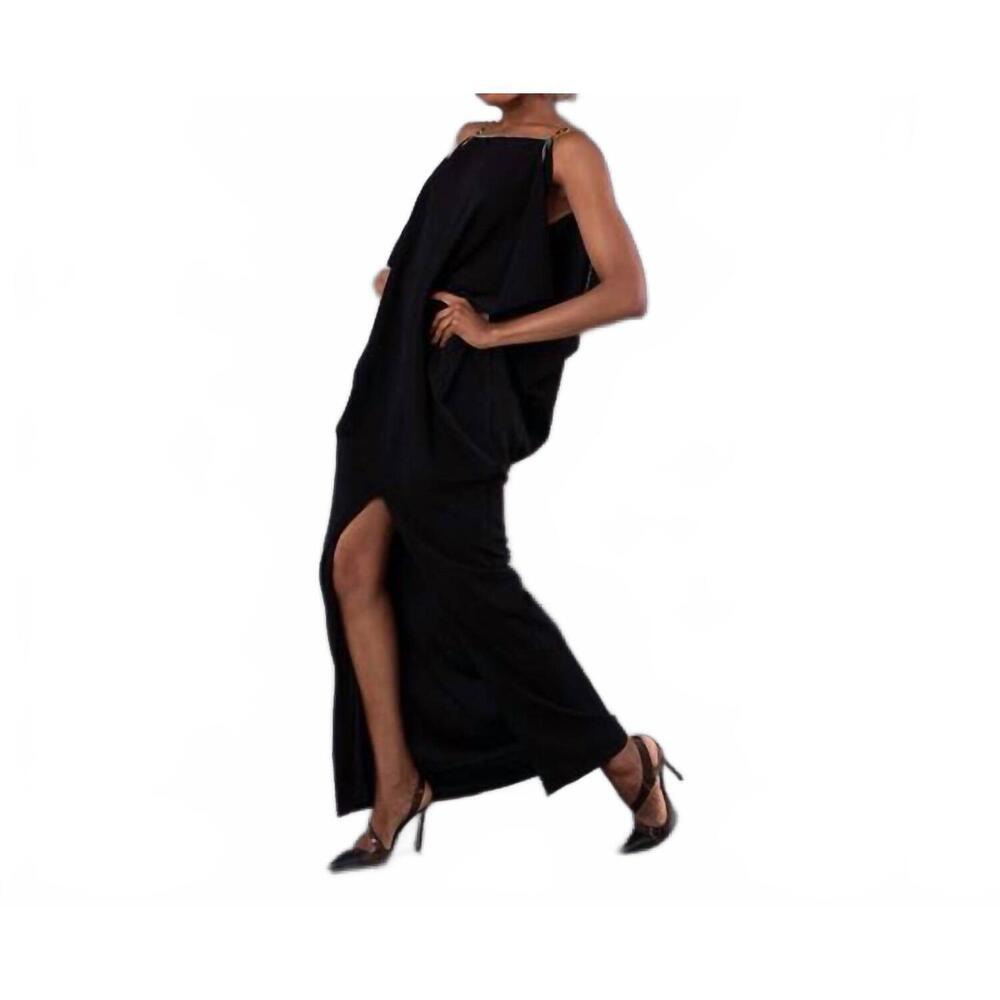 NEW BURBERRY crystal and chain detail stretch jersey sleeveless gown in black - Picture 2 of 4